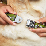 Dog Bone Seatbelt Buckle Collar - Celtic Knot3 Olives/Black/White
