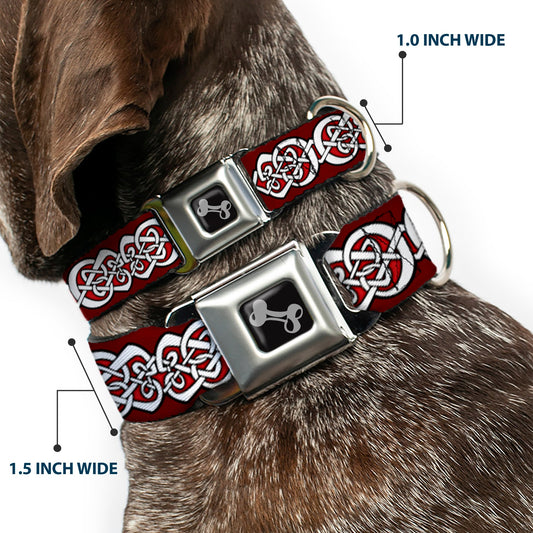 Dog Bone Seatbelt Buckle Collar - Celtic Knot5 Reds/Black/White