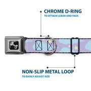 Dog Bone Seatbelt Buckle Collar - Cloudy/Starry Sky Lavender/Blue/Yellow