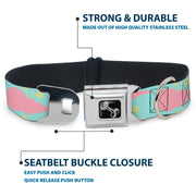 Dog Bone Seatbelt Buckle Collar - Cloudy/Starry Sky Aqua/Pink/Yellow