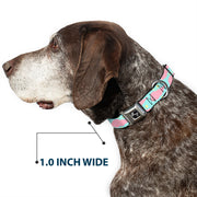 Dog Bone Seatbelt Buckle Collar - Cloudy/Starry Sky Aqua/Pink/Yellow