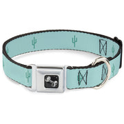 Dog Bone Seatbelt Buckle Collar - Cacti1 Aqua Blues