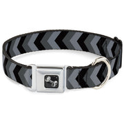 Dog Bone Seatbelt Buckle Collar - Chevron Gray/Black/Charcoal