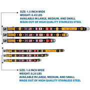 Dog Bone Seatbelt Buckle Collar - CHAMPION Belt/Flags/Stars Black/Golds