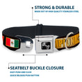 Load image into Gallery viewer, Dog Bone Seatbelt Buckle Collar - CHAMPION Belt/Flags/Stars Black/Golds
