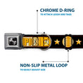 Load image into Gallery viewer, Dog Bone Seatbelt Buckle Collar - CHAMPION Belt/Flags/Stars Black/Golds
