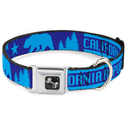 Dog Bone Seatbelt Buckle Collar - CALIFORNIA REPUBLIC/Bear/Stars Silhouette Blues