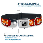 Dog Bone Seatbelt Buckle Collar - Corgi Face/Rump Red