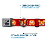 Dog Bone Seatbelt Buckle Collar - Corgi Face/Rump Red