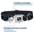 Load image into Gallery viewer, Dog Bone Black/Silver Seatbelt Buckle Collar - Constellations Scattered Midnight Blue/White
