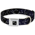 Load image into Gallery viewer, Dog Bone Black/Silver Seatbelt Buckle Collar - Constellations-14 Galaxy/White
