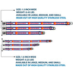 Dog Bone Black/Silver Seatbelt Buckle Collar - Colorado CASTLE ROCK Flag Blue/White/Red/Yellows