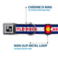Load image into Gallery viewer, Dog Bone Black/Silver Seatbelt Buckle Collar - Colorado CASTLE ROCK Flag Blue/White/Red/Yellows
