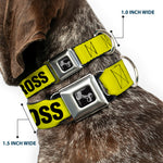 Dog Bone Seatbelt Buckle Collar - CRIME SCENE DO NOT CROSS Yellow/Black