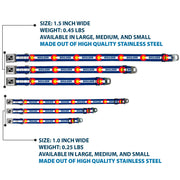 Dog Bone Black/Silver Seatbelt Buckle Collar - Colorado BOULDER Flag Blue/White/Red/Yellow