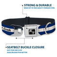 Load image into Gallery viewer, Dog Bone Black/Silver Seatbelt Buckle Collar - Colorado BEAVER CREEK Flag Blue/White/Red/Yellow
