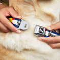 Load image into Gallery viewer, Dog Bone Black/Silver Seatbelt Buckle Collar - Colorado BEAVER CREEK Flag Blue/White/Red/Yellow

