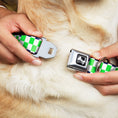 Load image into Gallery viewer, Dog Bone Black/Silver Seatbelt Buckle Collar - Checker Blocks White/Navy/Neon Green
