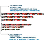 Dog Bone Black/Silver Seatbelt Buckle Collar - Christmas Penguin/Reindeer/Snowman Stripe Red/White/Black/Green