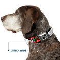 Load image into Gallery viewer, Dog Bone Black/Silver Seatbelt Buckle Collar - Christmas Penguin/Reindeer/Snowman Stripe Red/White/Black/Green
