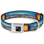 Seatbelt Buckle Collar - Colorado Mount Evans Vivid Landscape/Colorado Flag Icon
