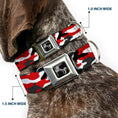 Load image into Gallery viewer, Dog Bone Black/Silver Seatbelt Buckle Collar - Camo Red/Black/Gray/White
