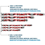 Dog Bone Black/Silver Seatbelt Buckle Collar - Camo Red/Black/Gray/White