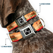 Dog Bone Black/Silver Seatbelt Buckle Collar - California Flag Continuous Vintage