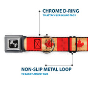 Dog Bone Black/Silver Seatbelt Buckle Collar - Canada Flag Continuous Vintage