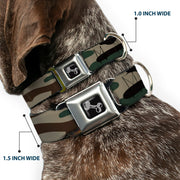 Dog Bone Black/Silver Seatbelt Buckle Collar - Camo Olive3
