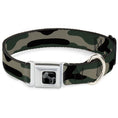 Load image into Gallery viewer, Dog Bone Black/Silver Seatbelt Buckle Collar - Camo Olive3
