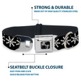 Load image into Gallery viewer, Dog Bone Black/Silver Seatbelt Buckle Collar - Starry Snowflakes Black/White/Gray
