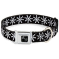 Load image into Gallery viewer, Dog Bone Black/Silver Seatbelt Buckle Collar - Starry Snowflakes Black/White/Gray
