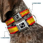 Dog Bone Black/Silver Seatbelt Buckle Collar - Spain Flag Continuous Vintage