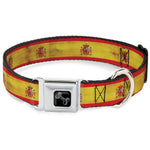 Dog Bone Black/Silver Seatbelt Buckle Collar - Spain Flag Continuous Vintage