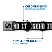 Dog Bone Black/Silver Seatbelt Buckle Collar - SEND IT Black/White