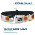 Load image into Gallery viewer, Dog Bone Black/Silver Seatbelt Buckle Collar - Sunflower Face Repeat White
