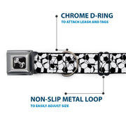 Dog Bone Black/Silver Seatbelt Buckle Collar - Soccer Balls Stacked