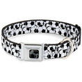 Load image into Gallery viewer, Dog Bone Black/Silver Seatbelt Buckle Collar - Soccer Balls Stacked

