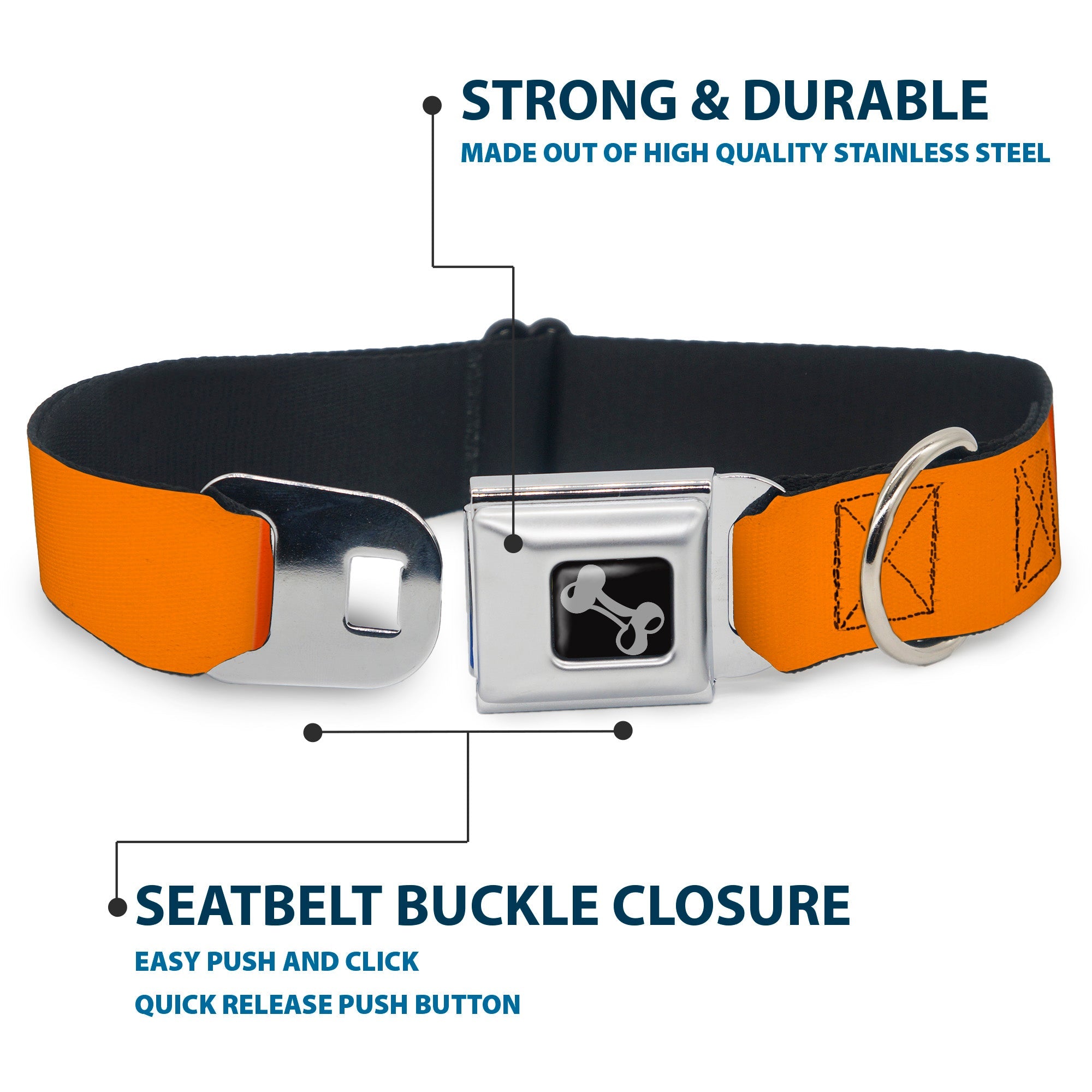 Dog Bone Black/Silver Seatbelt Buckle Collar - Summer Essentials Color Block 2