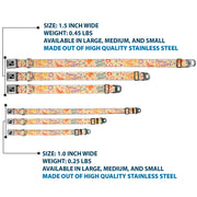 Dog Bone Black/Silver Seatbelt Buckle Collar - Summer Harmony Collage Beige/Multi Color