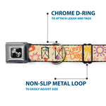 Dog Bone Black/Silver Seatbelt Buckle Collar - Summer Harmony Collage Beige/Multi Color
