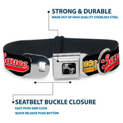 Dog Bone Black/Silver Seatbelt Buckle Collar - SAUCE Baseball Script Black/Multi Color