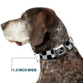 Load image into Gallery viewer, Dog Bone Black/Silver Seatbelt Buckle Collar - Smiley Sad Face Checker Black/White
