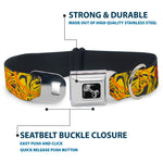 Dog Bone Black/Silver Seatbelt Buckle Collar - Swirl Mix Gray/Multi Color