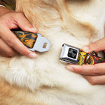 Dog Bone Black/Silver Seatbelt Buckle Collar - Swirl Mix Gray/Multi Color