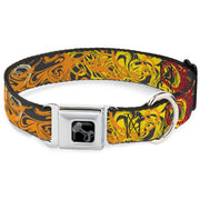 Dog Bone Black/Silver Seatbelt Buckle Collar - Swirl Mix Gray/Multi Color