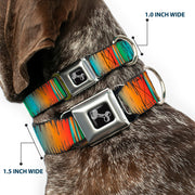 Dog Bone Black/Silver Seatbelt Buckle Collar - Scribble Zarape Fade Brown/Multi Color