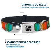Dog Bone Black/Silver Seatbelt Buckle Collar - Scribble Zarape Fade Brown/Multi Color