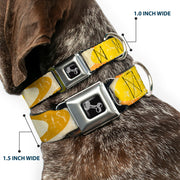 Dog Bone Black/Silver Seatbelt Buckle Collar - Spots Stacked Weathered Yellows/Browns